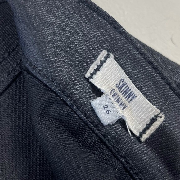 Madewell Black Skinny Skinny Moto Jeans 26 Ankle Zip Coated Leather Look Y2K - Picture 9 of 16